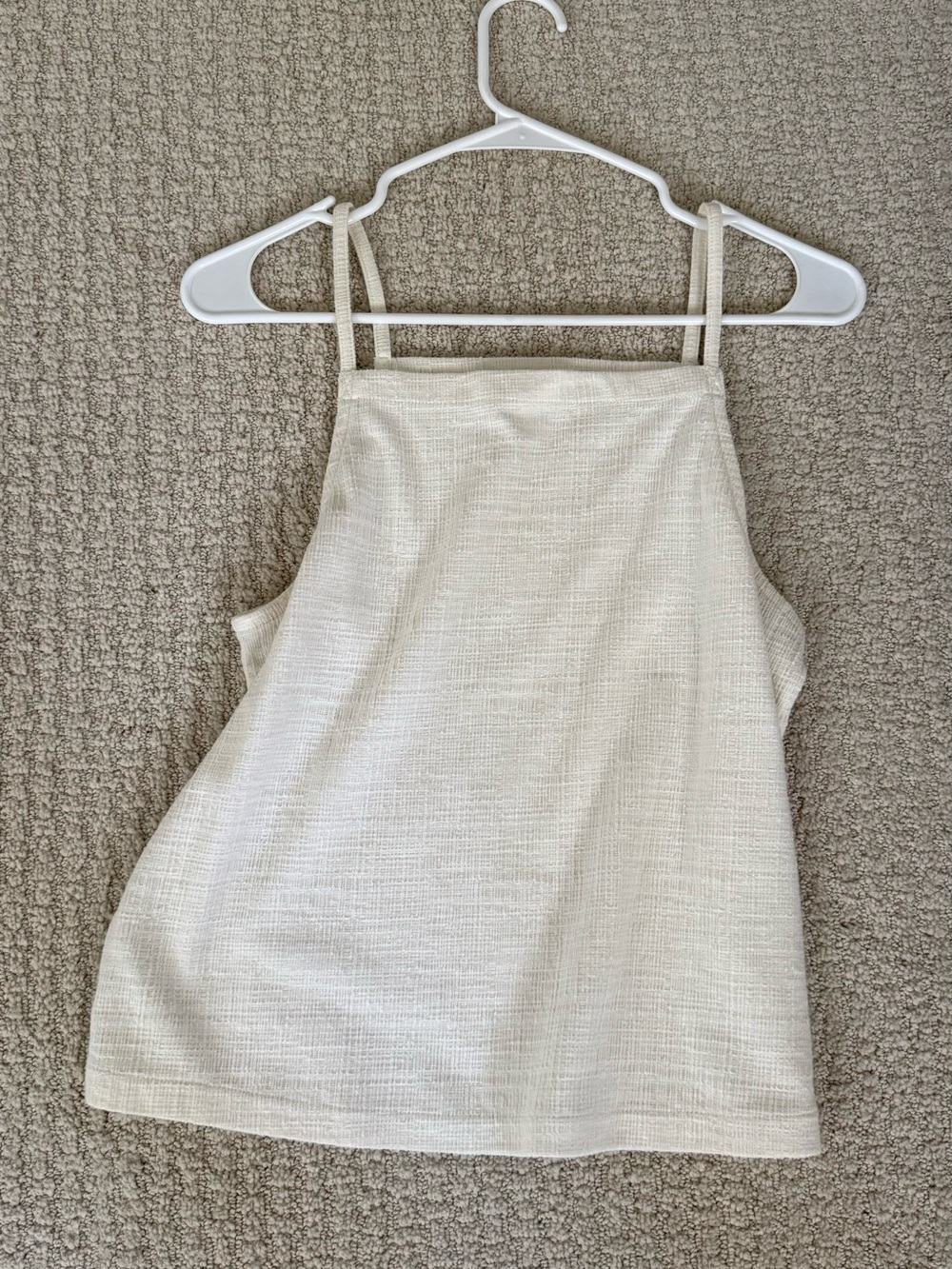 Madewell Cream Textured Square-Neck Tank Top